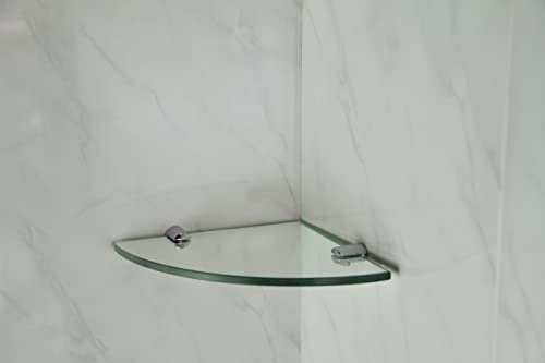 Étagère d'angle en verre trempé avec 2 fixations chromées 200 x 200 mm Épaisseur 6 mm