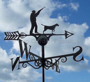 GAP GARDEN PRODUCTS - Shooting Scene (Gundog/Gun up) Design Weathervane. Solid Metal Construction and Coated in a Durable Black Finish