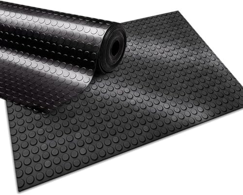 etm - Tapis de Sol en Caoutchouc à pastilles - Revêtement de Sol Industriel - Protection de Sol pour remorques, Zones de déchargement, centres commerciaux - 3 mm d'épaisseur - Noir 100 x 500 cm