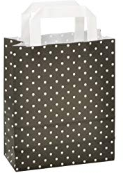 Papiertragetasche 18+8x22cm schwarz mit weißen Punkten Größe 100 Stück