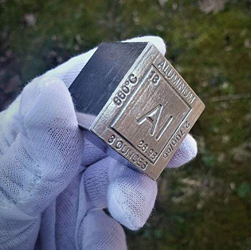 3 Unzen Aluminium-Barren (ca. 93 g) in Würfelform, mit Design und Daten aus dem chemischen Element Al. Perfekt für Sammeln, Briefbeschwerer, Geschenk, Deko ...