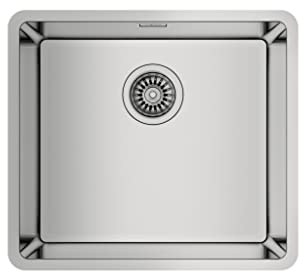TEKA Fregadero Bajo Encimera 1 Cubeta Inox 18/10, Radio R15, Desagüe con Válvula Canasta 3½”, SilentSmart, Profundidad 20cm, Mueble 60 cm, Incluye Accesorios de Fijación, Modelo Be Linea RS15 45.40