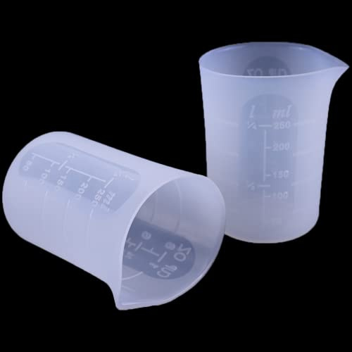 iSuperb Messbecher Set 2 Stück Measuring Cups, 250ml Silikon Measuring Cup Mit Hitzebeständige Präzisions Messbecher Litermaß,für Labor Küche Öl Küche