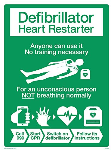 Viking Signs Defibrillator-Poster, Grün, Informativ, Wandmontage, Kunststoff