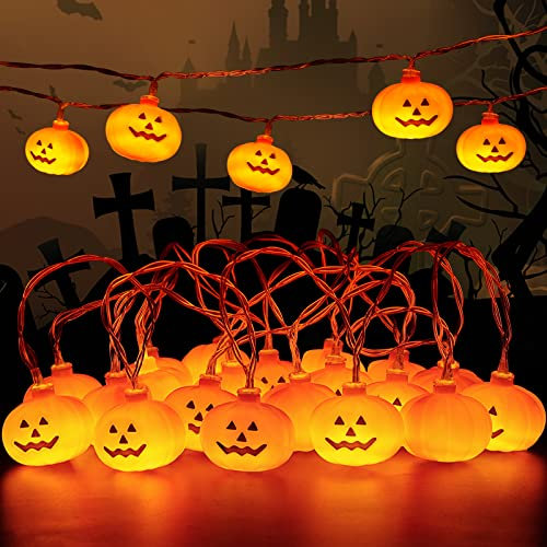 Roxemire Halloween Pumpkin String Lights 3 Metres 20 Pieces for Room Garden Decoration, 2 Modes Halloween Decoration Lights for Indoor Outdoor Decoration