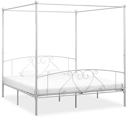 INLIFE Himmelbett-Gestell Weiß Metall 180 x 200 cm-4431