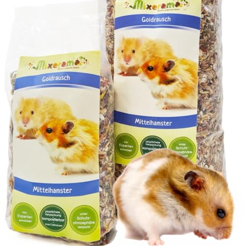 Mixerama Goldrausch - artgerechtes Hamsterfutter für Goldhamster Teddyhamster Mittelhamster ohne Pellets Kleintierfutter Alleinfutter