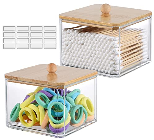 2 Stück Wattepadspender Acryl Qtip Halter Wattepads Aufbewahrung Wattestäbchen Behälter Ohrstäbchen Behälter Makeup Organizers Pad Halter Spender mit Deckeln for Bathroom Organizer