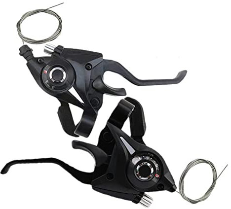 HERCHR Leviers De Frein De Vélo, Levier De Frein De Vélo Réglable à 24 Vitesses en Alliage D'aluminium Gauche Droite Manette De Vitesse De Frein pour VTT (Noir)