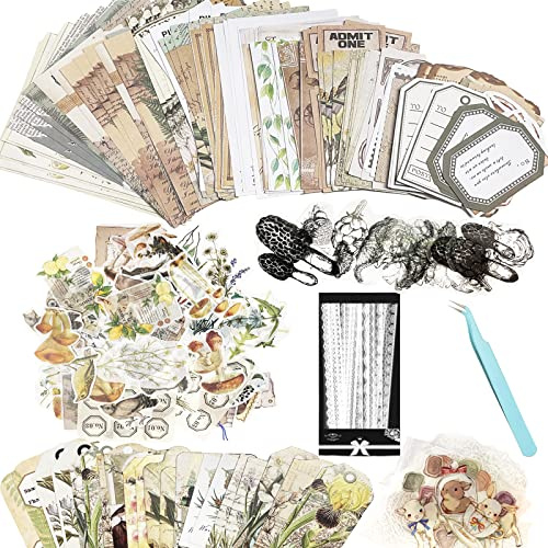 Set di 290 adesivi estetici per scrapbooking, carta fai da te, decorazione washi, adesivi per piante di diario, accessori per diario, calendario (fantasia foresta)