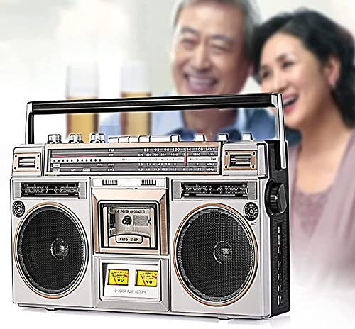 Retro Radio,Cassette Boombox, Bluetooth CD Tape Player with AM/FM/SW1/SW2 Radio and Recorder, Built-in Stereo Speakers, Support Transcription Function, TF Card, U Disk, 8