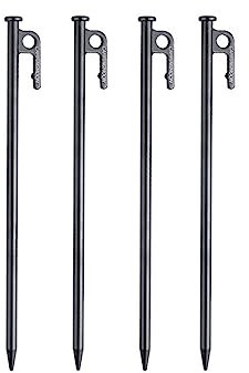 Campingmoon Zeltheringe aus Karbonstahl, strapazierfähig, S45C, schwarze Beschichtung, für harte Böden, 30 cm, 4 Stück