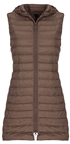 Fulidngzg Leichte Steppweste Damen, Elegant Fleeceweste Lange Ultraleicht Longweste Ärmellose Daunenweste Outdoor Große Größen Pufferweste Dünne Reißverschluss Damenweste Daunenmantel