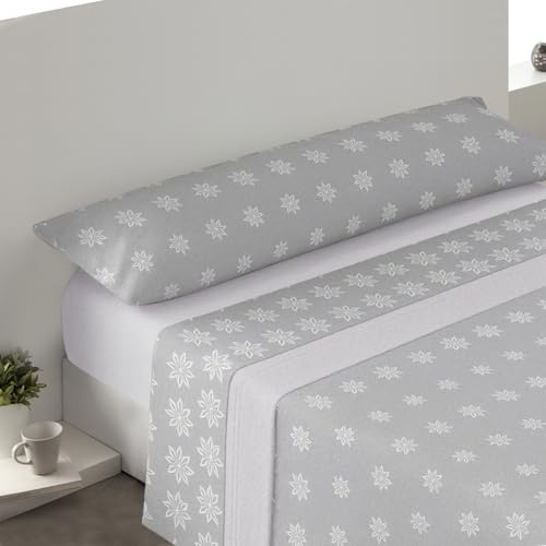 MERCURY TEXTIL- Juego de sábanas Coralina, Gris (Cama 135) | 3 Piezas, Sábana Polar Térmica, Invierno, Extra Suave, Microfibra