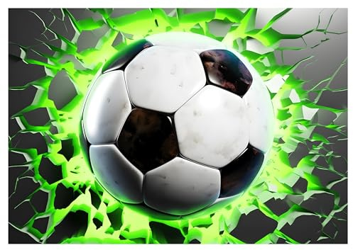 WallArena Vlies Fototapete, Fußball, 208x146cm | Fototapeten - Tapeten - für Wohnzimmer Schlafzimmer - Vliestapete Wandtapete Tapete 3D Effekt- inkl. Kleister