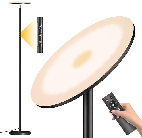 LED Floor Lamp, Bright 36W 3600LM Standing Lamp 350W Equivalent with Remote & Touch Control, Modern Torchiere Floor Lamp with 2700K-6500K Stepless Dimming, 69 Tall Lamp for Living Room Bedroom Office