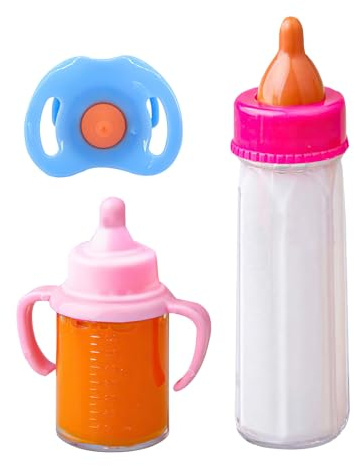 Zauberflaschen für Puppen | 3 Stück tragbare Milch-Stillflasche Puppenzubehör - Multifunktionales Rollenspiel-Fütterungsspielzeug-Set mit verschwindenden Milch- und Saftflaschen für Kinder Luckxing