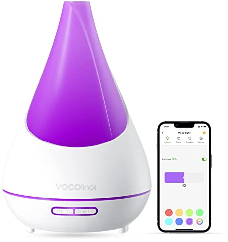 VOCOlinc Alexa Aroma Diffuser,300 ml, funktionieren mit Apple Homekit,Diffuser ätherische öle，leiser Ultraschall-Luftbefeuchter, App-Steuerung,Wasserlose Abschaltautomatik für Zimmer, Büro, Yoga