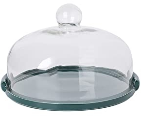 WAOCEO Tortenständer Keramik Kuchen Tablett Home Glas Abdeckung Gebäck Platte Snack Platte mit Deckel Obst Dessert Tisch Display Ständer Tortenplatte (Size : L)