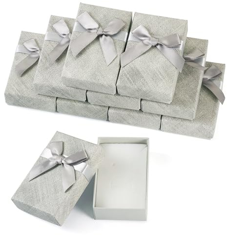 Boutigem Rechteckige Schmuck-Geschenkboxen, mit Baumwolle gefüllt, Pappe, 8,4 x 5,4 x 4,9 cm, für Hochzeit, Geburtstag, Geschenkverpackung, 10 Stück