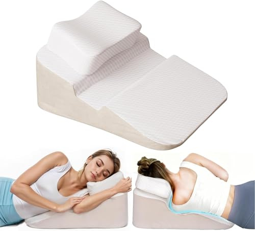 Johnear Keilkissen-Set aus Memory-Schaumstoff, Orthopädisches Kissen, Seitenschläferkissen,Reflux Kissen verwendbar als Keilkissen,Verstellbares Rückenstützkissen für GERD, Anti-Schnarchen,Sodbrennen