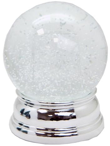 Foto-Schneekugel Glas | gefüllt Fotorahmen mit Kunststoffsockel Silber glänzend geschwungen | Höhe: 120mm 100 mm Durchmesser | individuelle Schneekugel | Schneekugel basteln | 40095