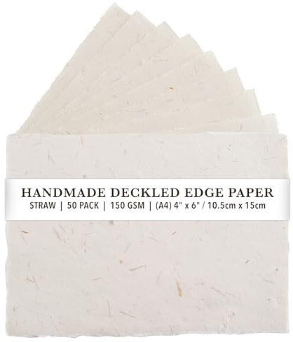 Wanderings Handgemachtes Papier mit Deckelrand - 10.5x15cm - Packung mit 50 Blatt Creme - Aquarell/Mixed Media-Papier - Save the Date Einladungen, Grußkarten, Notizen, Kunsthandwerk - 150 GSM