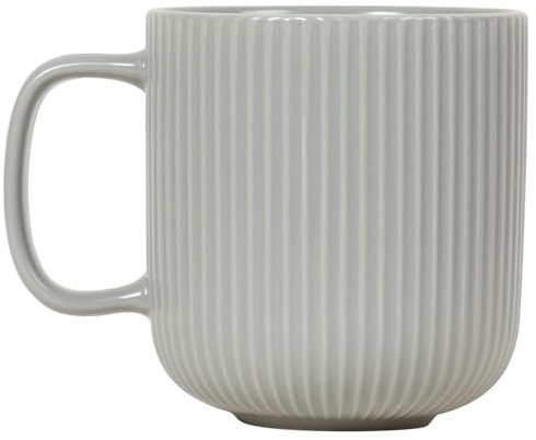 New Grey Modern Ribbed Design Set of 4 Ribbed Mugs Ideal for Tea and Coffee Cups Microwave & Dishwasher Safe Perfect for Any Kitchen Decor-N22
