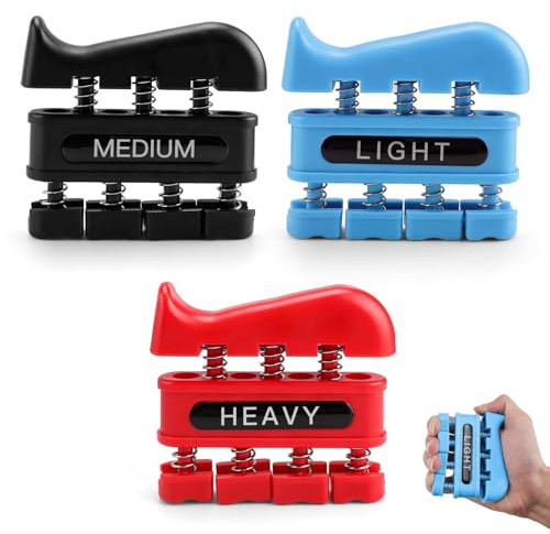MYLERCT 3 Pezzi Allenatore Dita, Riabilitazione Mano con Diversi Livelli Forza Presa, Possono Essere Utilizzati per Esercitarsi con Chitarra, per L'arrampicata Roccia e Terapia Fisica
