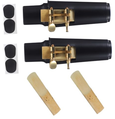 ifundom 2sätze Mundstück für Altsaxophon mit Blattschraube Kappe Polster und Blättern Holzblasinstrumententeile und Zubehör für Blasinstrumente