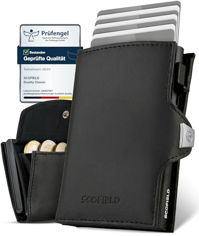SF SCOFIELD Duality Classic Slim Wallet mit Münzfach | Kartenetui Herren für 9-10 Karten | Geldbeutel Portemonnaie mit RFID Schutz | Wallets for Men | Kreditkartenetui
