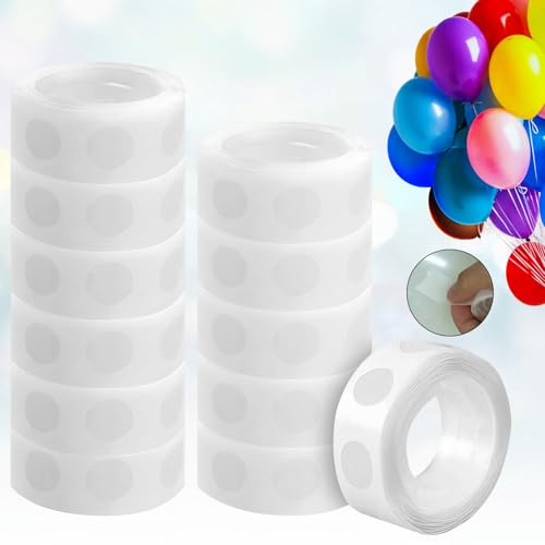 CYZBL 16 Rotoli Extra Forti Palloncini Punti di Colla Nastro, 1600 Pezzi Punti di Colla Su Entrambi I Lati per Palloncini, Punti Adesivi Rimovibili per Compleanni Feste di Matrimonio (16)