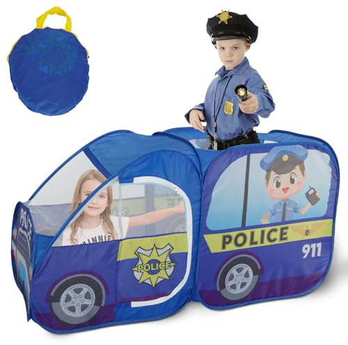 Kid Pop up Play Tent - My First Foldable Indoor & Outdoor Playhouse Vehicle Toys, Pretend Toy Playhouse Great Gift for Toddlers Boys & Girls (police)