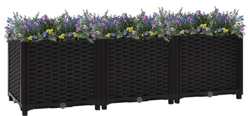 Xichuzi Hochbeet 120x40x38 cm Polypropylen, Palettenrahmen, Hochteich, Gemüsebeet, Kräuterregal Balkon, Blumenbeet, Kräuterspirale, Tomatenbeet, Pflanzhochbeet - 316532