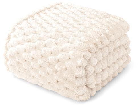 Whale Flotilla Coperta Morbida con Motivo Jacquard 3D, Coperta per Divano, letto, Squisita e Calda, per Tutte le Stagioni, 150 x 200 cm, Bianco