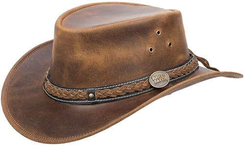 Barrington Lederhut – Edler Cowboyhut im Australian Style für Damen und Herren, wasserabweisend & robust, ideal für Outdoor, Reisen & Abenteuer
