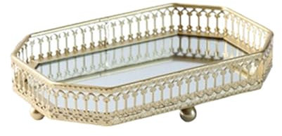 Bandejas Espejo Para Vanidad,Bandeja De Espejo Dorado,Bandeja De Vidrio Bandeja De Vanidad Decorativa | Organizador De Encimera, Bandeja De Cómoda De Dormitorio, Bandeja Pequeña Para Maquillaje