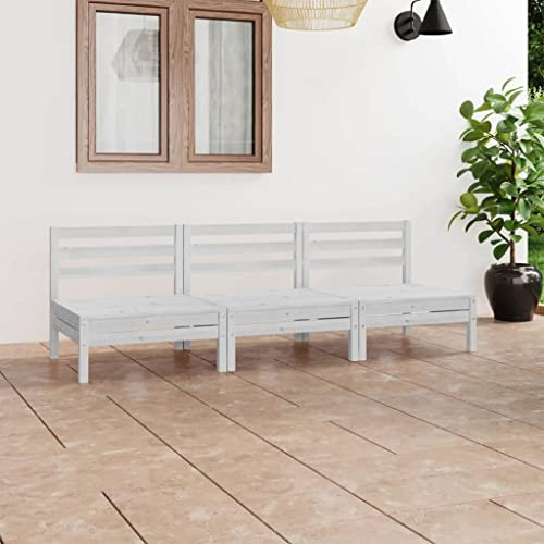 GCHDHAPB Home-Outdoor Gartenmöbel-Set, 3-teilig, massives Kiefernholz, Weiß