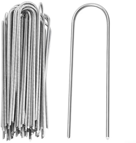 100 Stück U-förmige Gartenklammern, 15 cm U-förmige Garten-Heringe, Unkraut-Membran-Heringe, Bodenheringe, Rasenheringe, Heringe für Unkrautbekämpfungsmembran (15 cm)