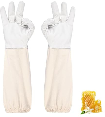CUEMOON Imkerhandschuhe aus Ziegenleder, Imker Schutzhandschuhe, Imkerei Handschuh,für den Anfänger Beekeeper, Männer, Frauen (L)