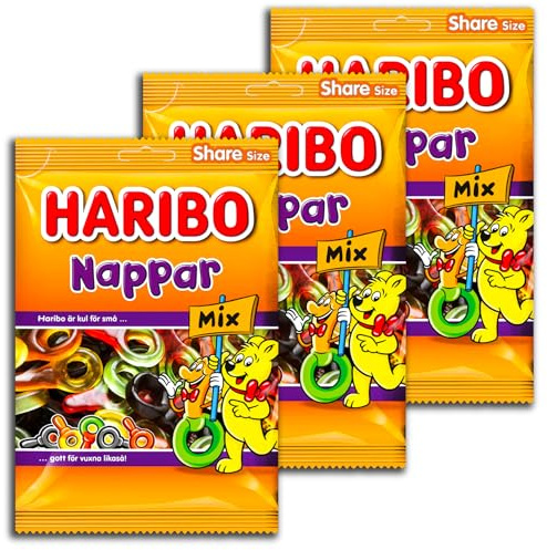 3 er Pack Haribo XXL Pack Nappar Mix 3 x 375g Mischung aus Fruchtgummi und Lakritz
