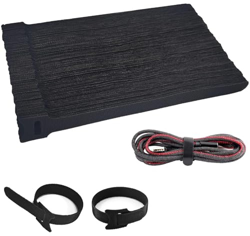 EcoJozon Bridas de Reutilizables – 100 Unidades de 20 cm en Negro – Cintas de Nylon con Cierre de Gancho Bridas Ajustables para Gestión de Cables en Hogar, Oficina y Jardín