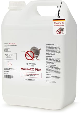 BIODELTA Mäuse-Ex Spray 5 l - Mäuseabwehr und Rattenabwehr | Zum Vertreiben von Mäusen und Ratten - Abwehrmittel für Innen- und Außenbereich - mit Langzeitwirkung
