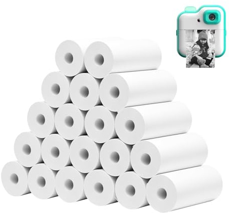 20 Rolls Kids Camera Paper Roll,57 x 25 mm Thermal Printing Paper, Thermal Paper for Children's Cameras, Long-Lasting Color, Waterproof and Oil-Proof Instant Printing Paper