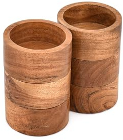 Samhita Desert Bowl Acacia Wood Mini Serving Bowls – Set of 6 Wooden Dishes for Spices, Side Dishes, Tasting Portions, Sauces & Entertaining (3 X 3 X 1.5)