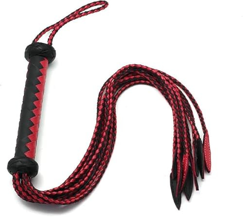 Frustino a nove code in vera pelle, tessuto a mano, lunghezza 60 cm con coda di salice, 15 cm, appesa, frusta equestre di fascia alta, adatta sia per l'allenamento che per il collezionismo