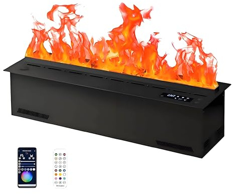 3D vattenångkaminer, ångkamin med 16 miljoner flamfärger, elektrisk ångkamin med touchkontroll/fjärrkontroll, automatisk vattenfyllning (fjärrkontroll, 80 cm)