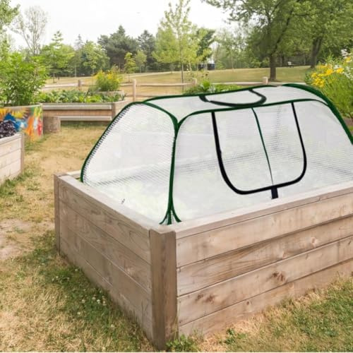 Cubierta para plantas de invernadero cama de jardín con puerta enrollable con cremallera y estacas para el suelo, apoya el desarrollo saludable de las plantas en diversas condiciones climáticas