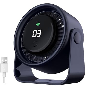 VOXON USB Desk Fan, Small Personal Table Fan with 4 Speeds, 100° Rotatable Head, Plug & Play, Silent Cooling Fan with 1m Cable for Desktop Home Office Bedroom, Dark Blue
