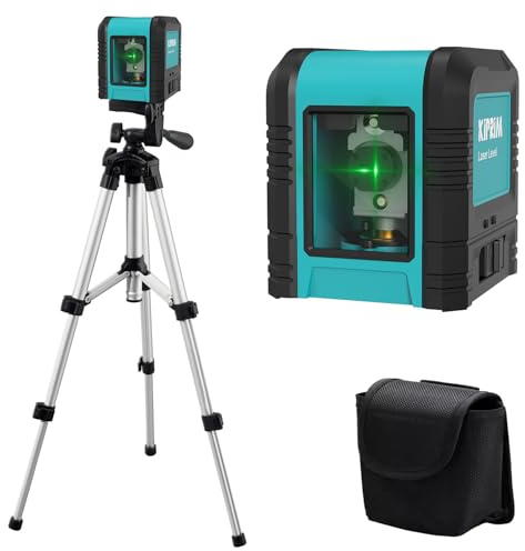 Kiprim LV1D‑T Green Laser Level with Tripod, Self‑Leveling Class 2 Laser | Class 2(<1mW) safety rating; ±1/8in accuracy at 30ft, 16.5ft indoor range, ideal for home renovation & alignment projects